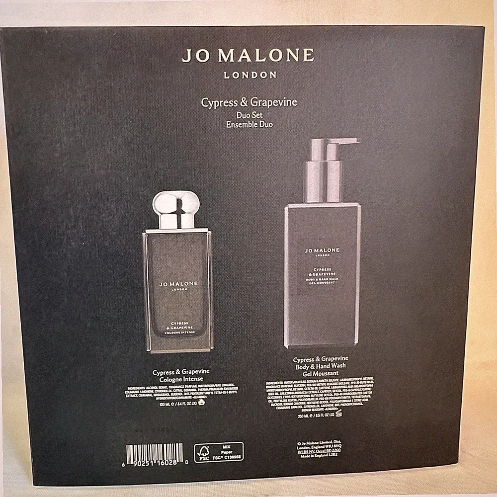 Jo Malone Cypress Grapevine & Cologne Intense 3.4oz & Hand & Body Wash8.5 oz Set